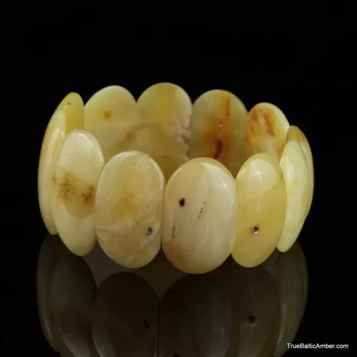 White pieces Baltic amber stretch bracelet