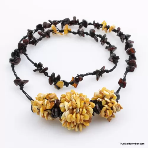 Handmade Artisan White BALTIC AMBER Knotted Necklace