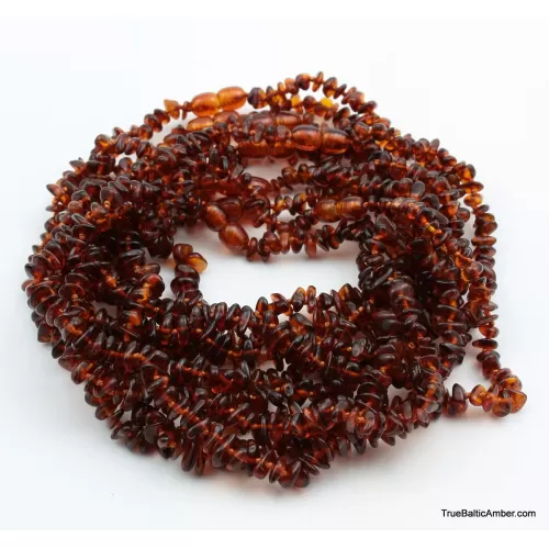 10 Cognac CHIPS Baby teething Baltic amber necklaces 32cm