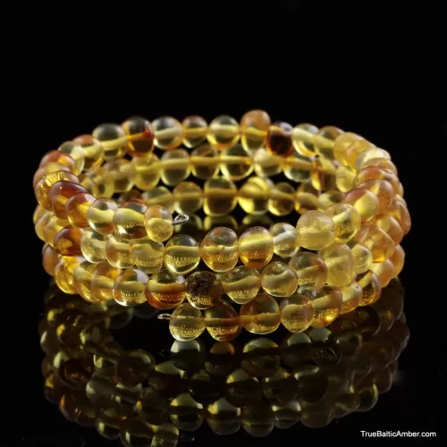 Honey BAROQUE beads Baltic amber Memory wire bracelet