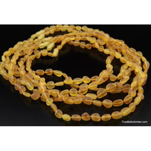 Honey Raw BEANS Baltic amber knotted necklace 19in