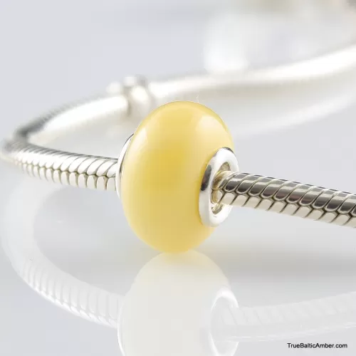 Butter Baltic amber PANDORA style bead