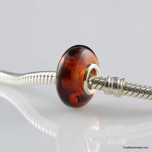 Cognac Baltic amber PANDORA style bead