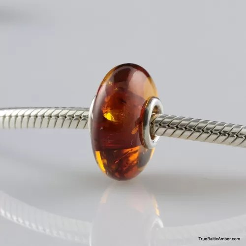 Cognac Baltic amber PANDORA style bead