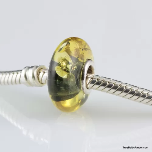 Green Baltic amber PANDORA style bead