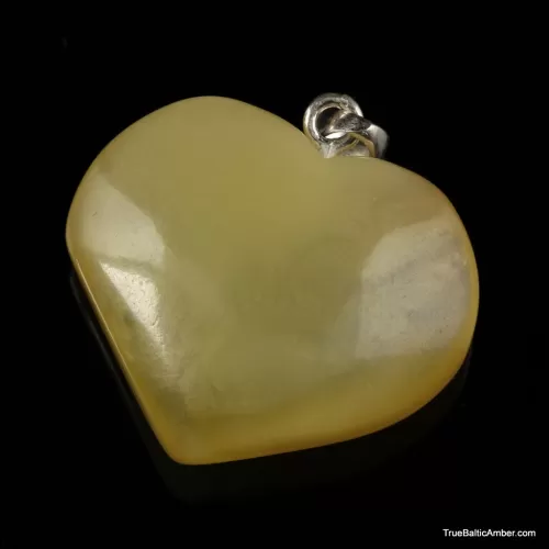 Butter Baltic amber HEART shape pendant