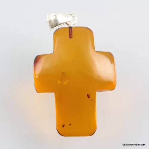 Cross shape Baltic amber pendant