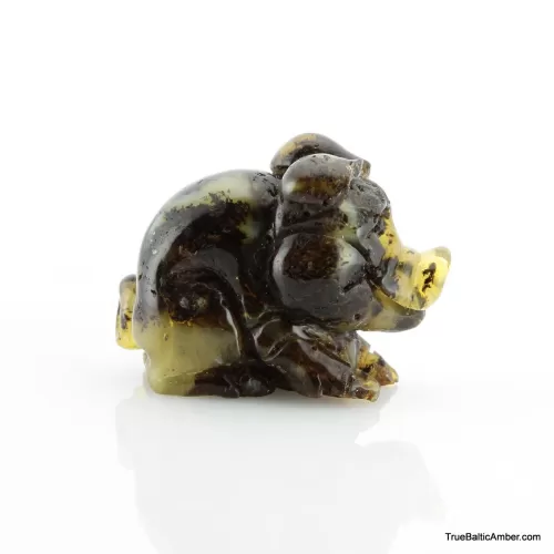 Carved Genuine BALTIC AMBER - Piglet