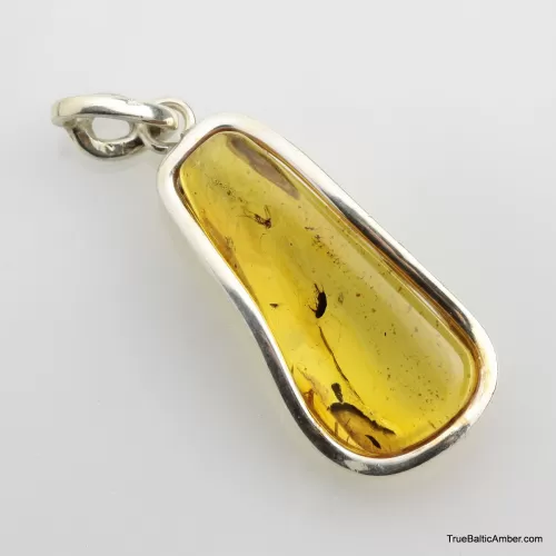 Baltic amber silver pendant w insect inclusion 8g