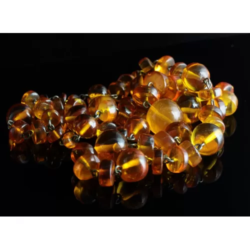 Vintage Composition beads Baltic amber necklace 28in