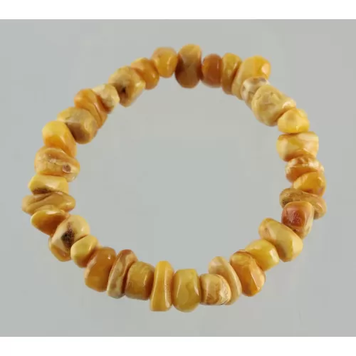 Egg Yolk nuggets Baltic amber stretch bracelet 7in