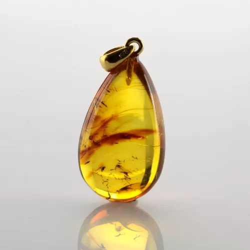 Drop Baltic amber pendulum pendant w insect inclusion