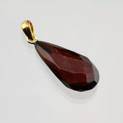 Facet Cut Baltic Amber Gold Plated Pendant