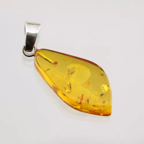 Free-shaped Baltic Amber Silver Pendant