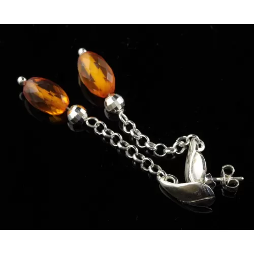 Baltic amber dangle sterling silver studs earrings