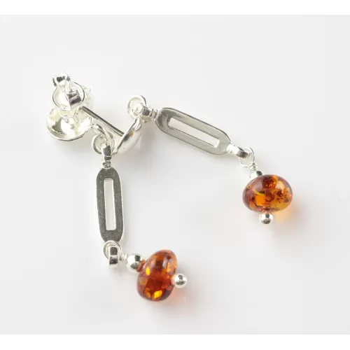 Baltic amber dangle sterling silver studs earrings