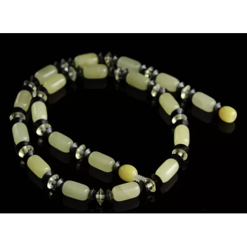 Butter cylinder beads Baltic amber necklace 41cm