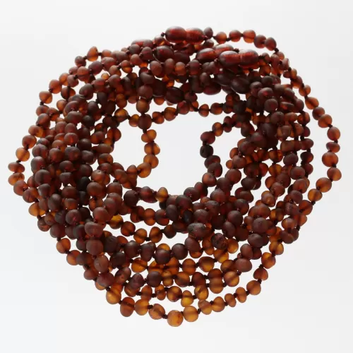 10 Raw Ruby BAROQUE Baltic amber teething necklaces 32cm