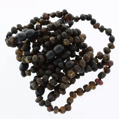 10 Unpolished Dark BAROQUE Baltic amber teething bracelets 14cm