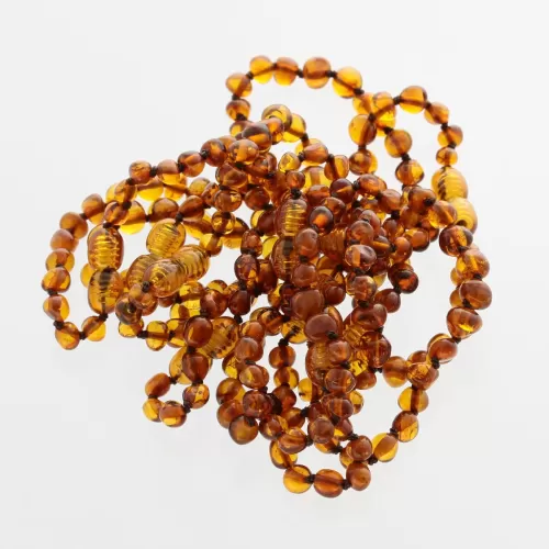 10 Cognac BAROQUE Baltic amber teething bracelets 14cm