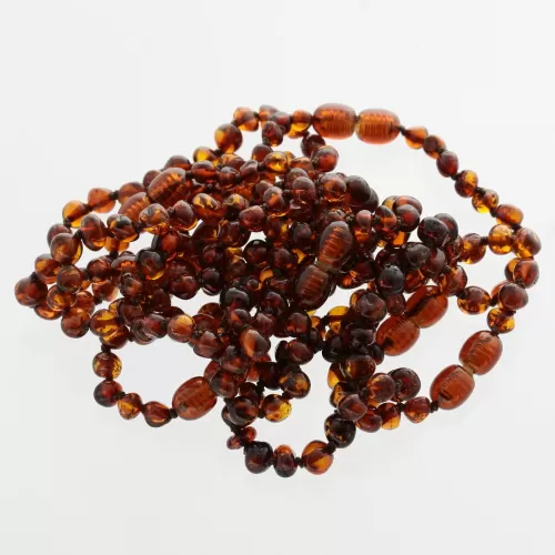 10 Cognac BAROQUE Baltic amber teething bracelets 14cm