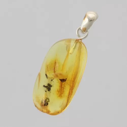 Free-shaped Baltic Amber Silver Pendant