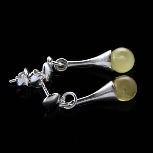 Milk Ball Baltic Amber Drop Dangle Earrings