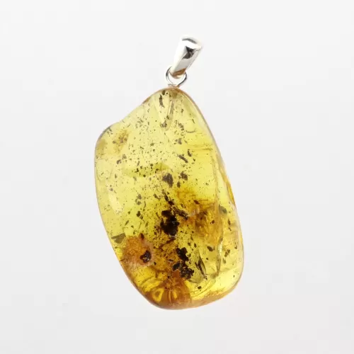 Free-form Natural Baltic Amber Silver Pendant