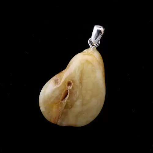 Free-form Natural Baltic Amber Silver Pendant