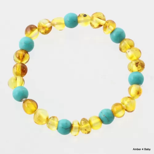 Gemstone Baltic Amber Teething Bracelet for Babies