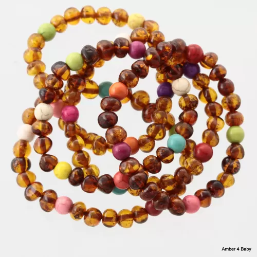 Gemstone Baltic Amber Teething Bracelet for Babies