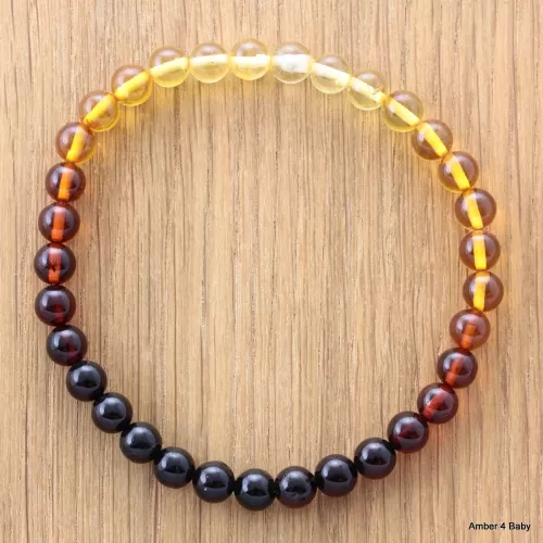 Polished ROUND beads Baltic amber stretchy bracelet