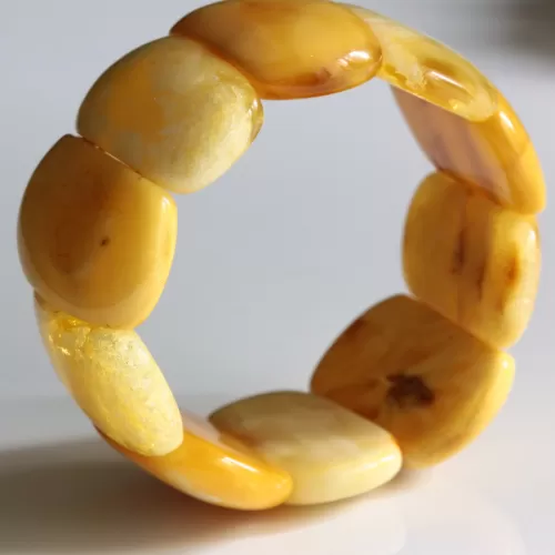 Large butter pieces Baltic amber stretch bracelet 20cm