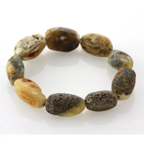 Large Raw Baltic amber beads stretch bracelet 20cm