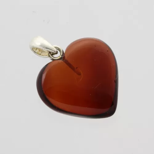 Heart Shape Ruby Baltic Amber Pendant Charm