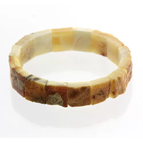 Rough Squares Baltic amber stretch bracelet 19cm