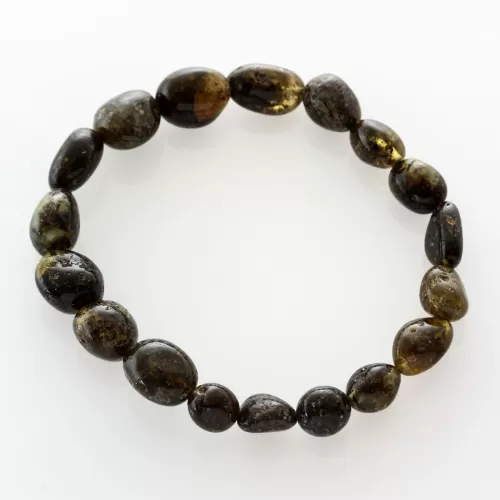 Large Dark BEADS Baltic amber stretch bracelet 19cm