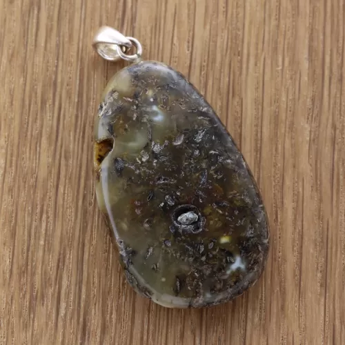 Free-form Natural Baltic Amber Silver Pendant