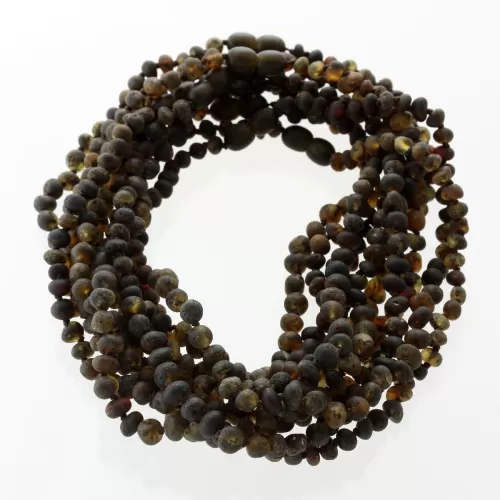 10 Raw Dark BAROQUE Baltic amber teething necklaces 33cm