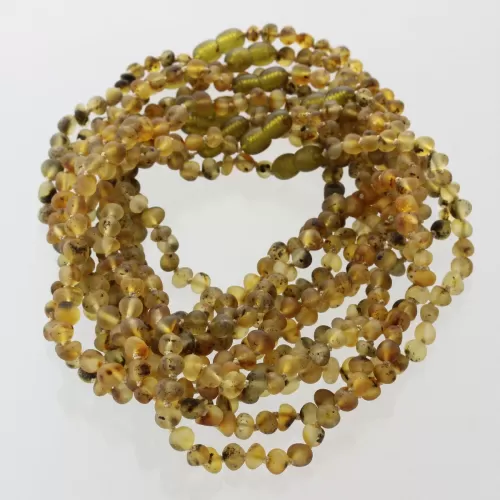 10 Big Raw Green BAROQUE Baltic amber teething necklaces 33cm