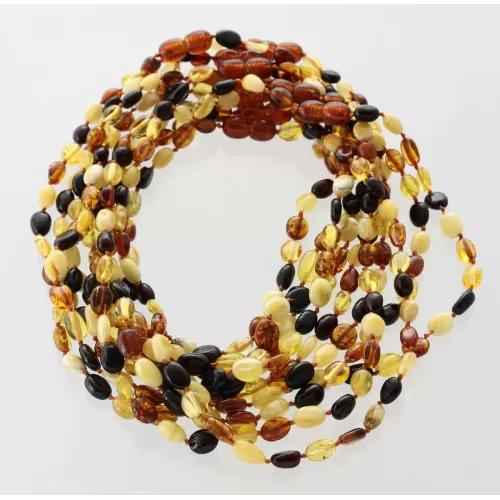 10 Multi BEANS Baby teething Baltic amber necklaces 33cm