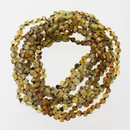 10 Raw Green BAROQUE Baltic amber teething necklaces 28cm