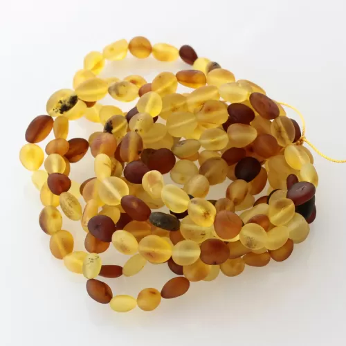 10 Raw Mix BEANS Baltic amber stretch bracelet 19cm