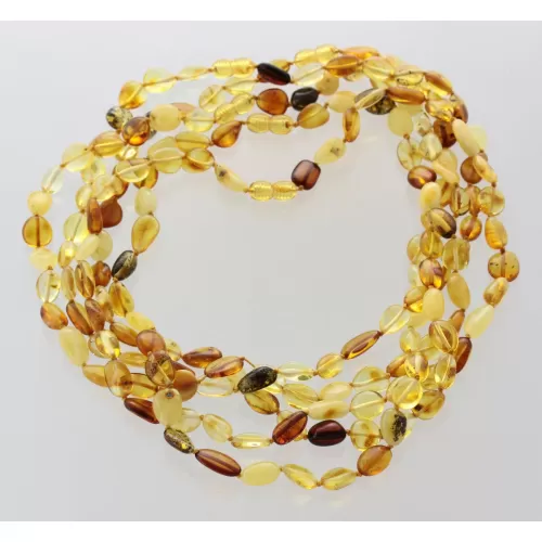 5 Mix BEANS Baltic amber adult necklaces 45cm