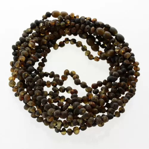 10 Raw Dark BAROQUE Baltic amber teething necklaces 33cm