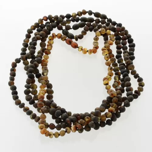 5 Raw Green BAROQUE Baltic amber adult necklaces 46cm