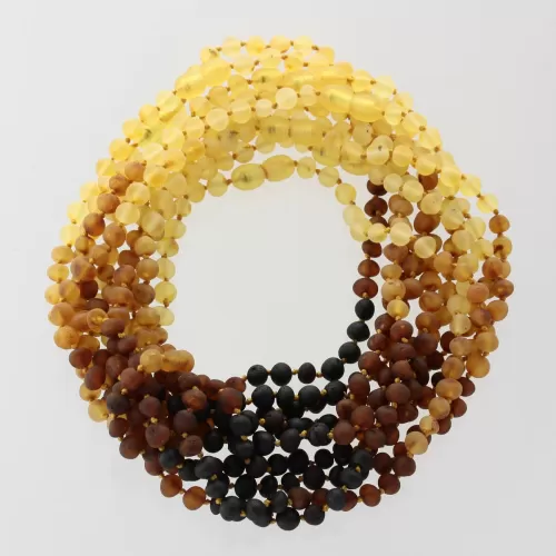 10 Raw Rainbow BAROQUE teething Baltic amber necklaces 32cm