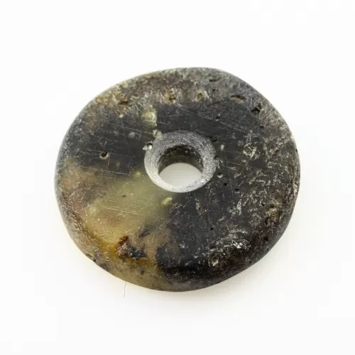 Raw Donut shape Baltic amber pendant medallion