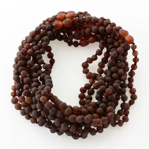 10 Raw Cognac BAROQUE Baltic amber teething necklaces 32cm