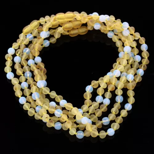 5 Raw Lemon Gems Baltic Amber teething necklaces 33cm